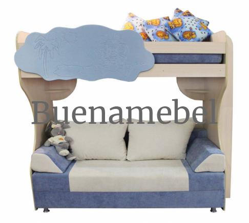 Детская стенка двухъярусная кровать с диваном Еврокнижка